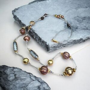 Elegant Gold and Brown Beaded Necklace